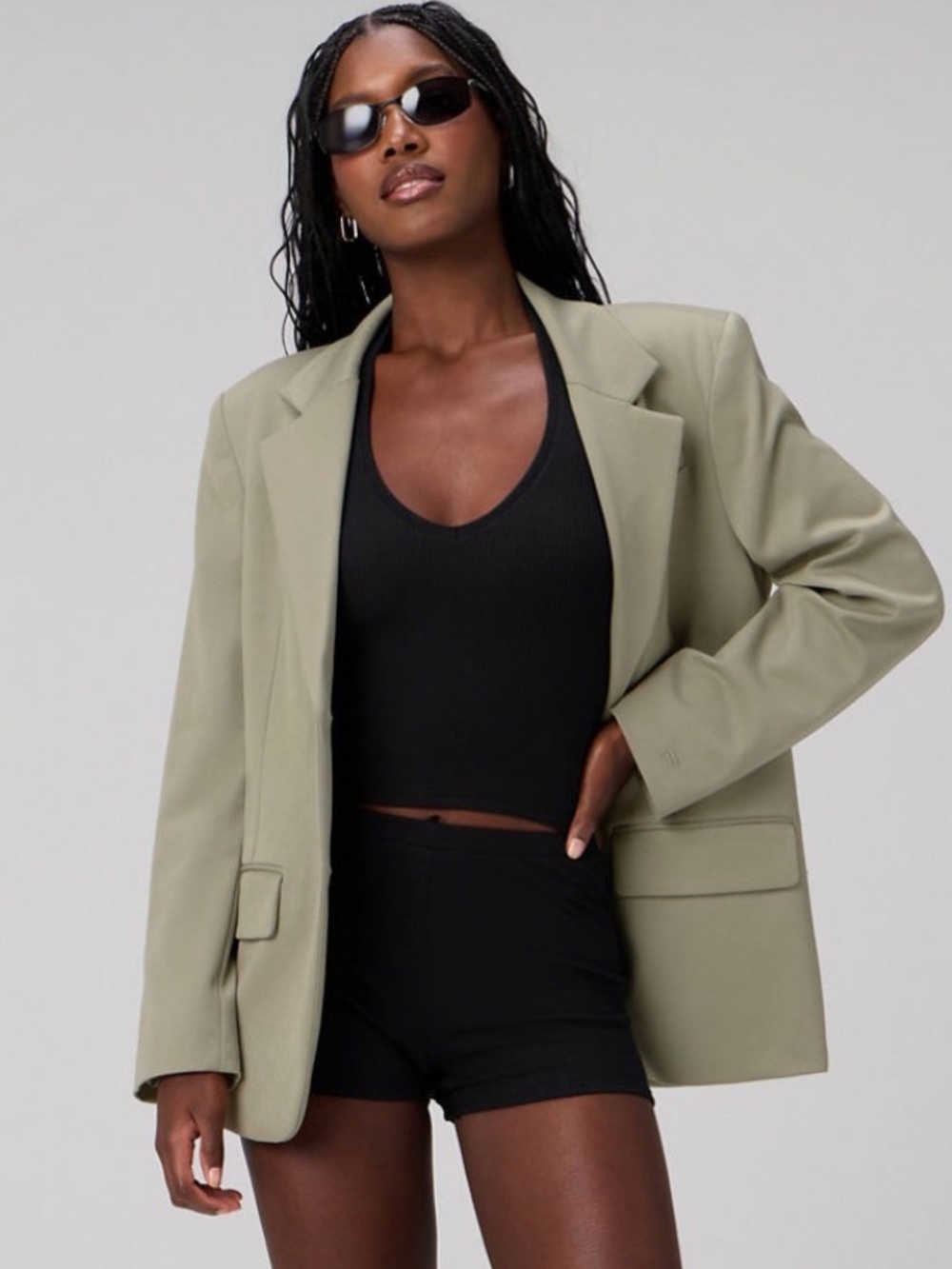 Fabletics Oversized Olive Blazer Jacket - Women's Tailored Coat size XS NWT*